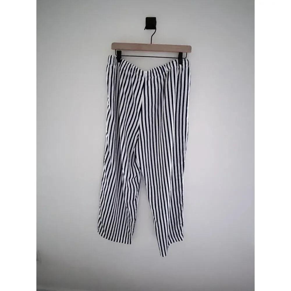 NWT Ann Taylor Blue Navy Night Sky Intimates Mixed Stripe Pajama Set-Size Large